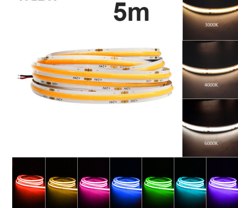 Inteligentna zmiana koloru Taśma LED 24V COB RGBW 10mm Wodoodporna 2700K-6500K